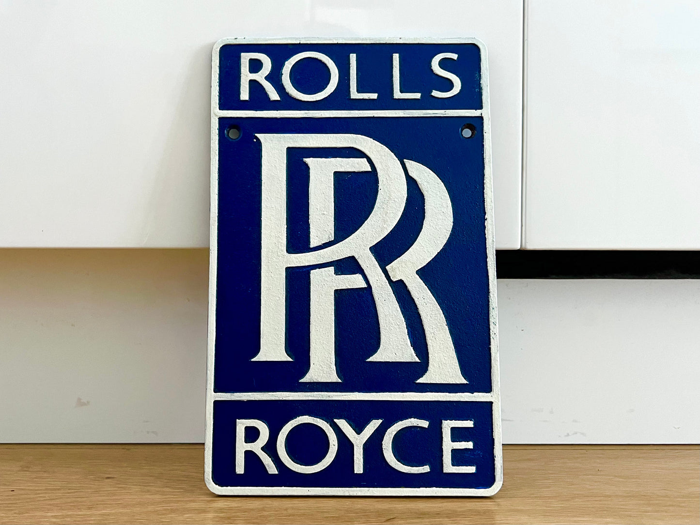 Rolls Royce Blue Metal Logo Sign