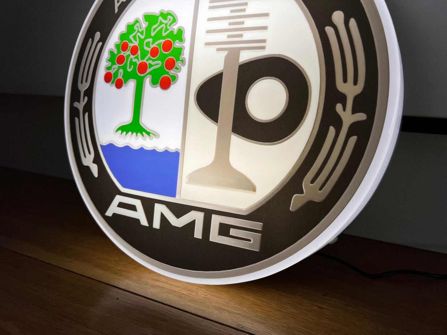 Mercedes Benz AMG Round Illuminated Logo Sign