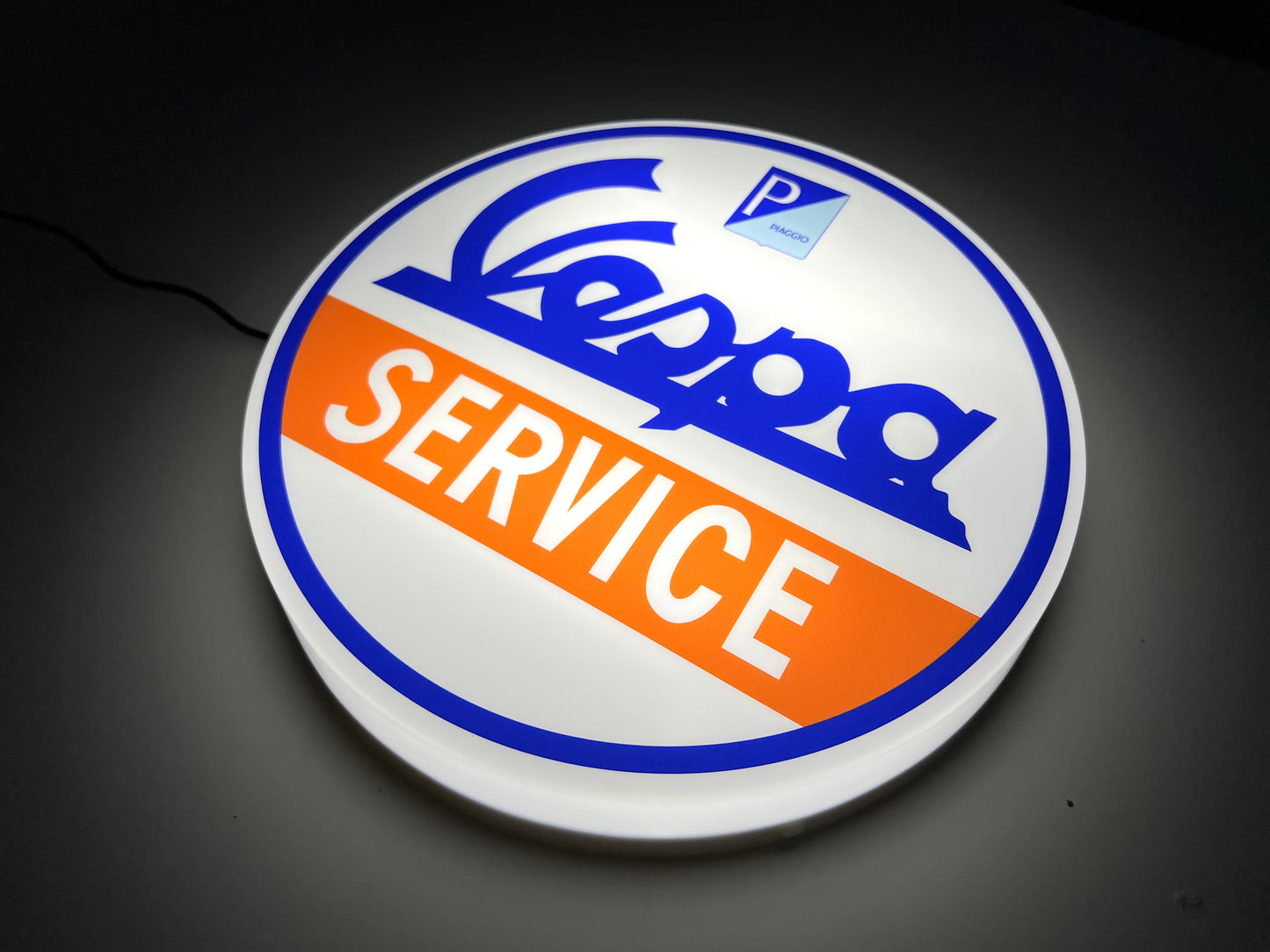 Vespa Service Round Illuminated Logo Sign