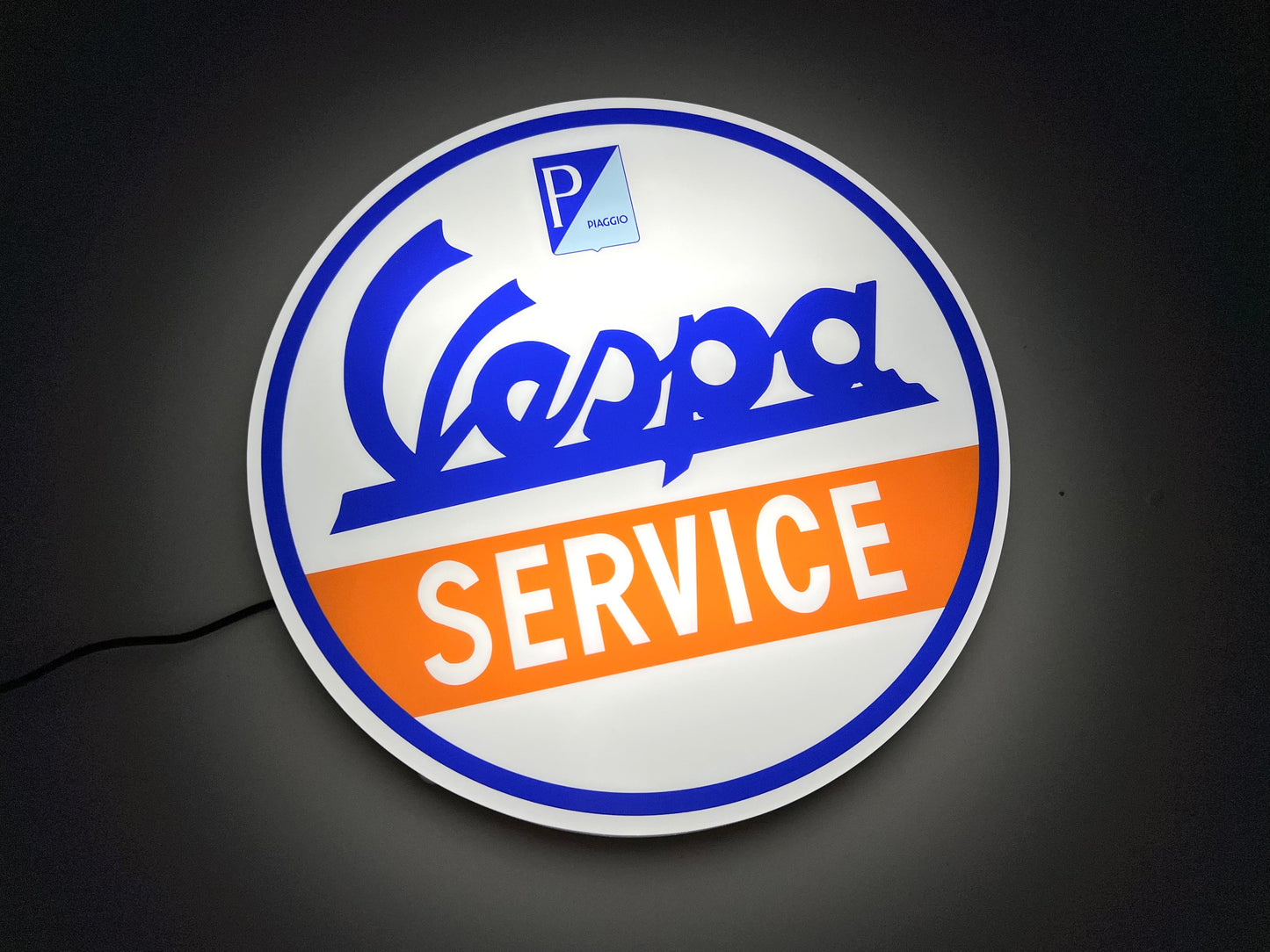 Vespa Service Round Illuminated Logo Sign
