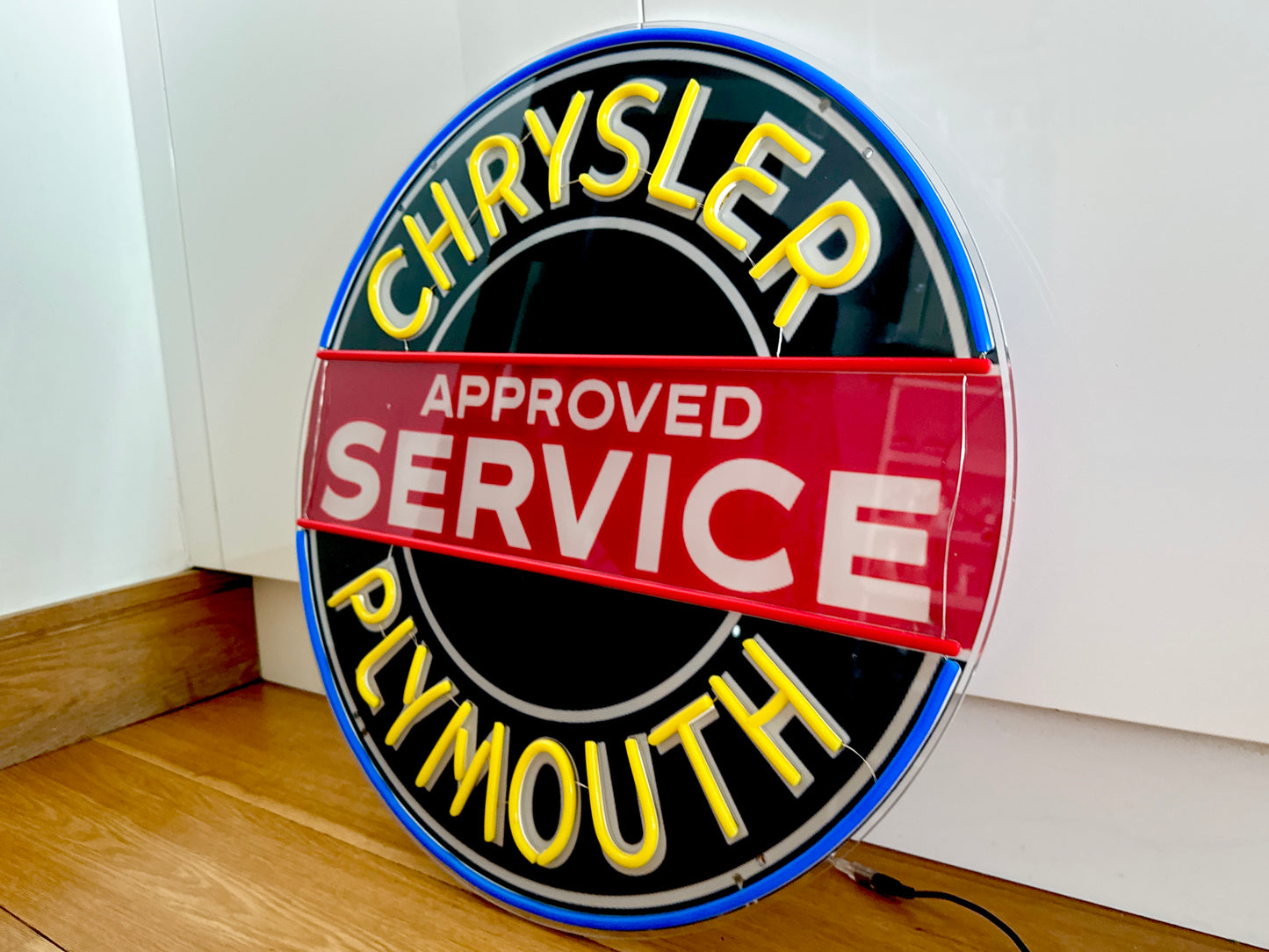 Chrysler Plymouth Neon Illuminated LED Sign Approved Service