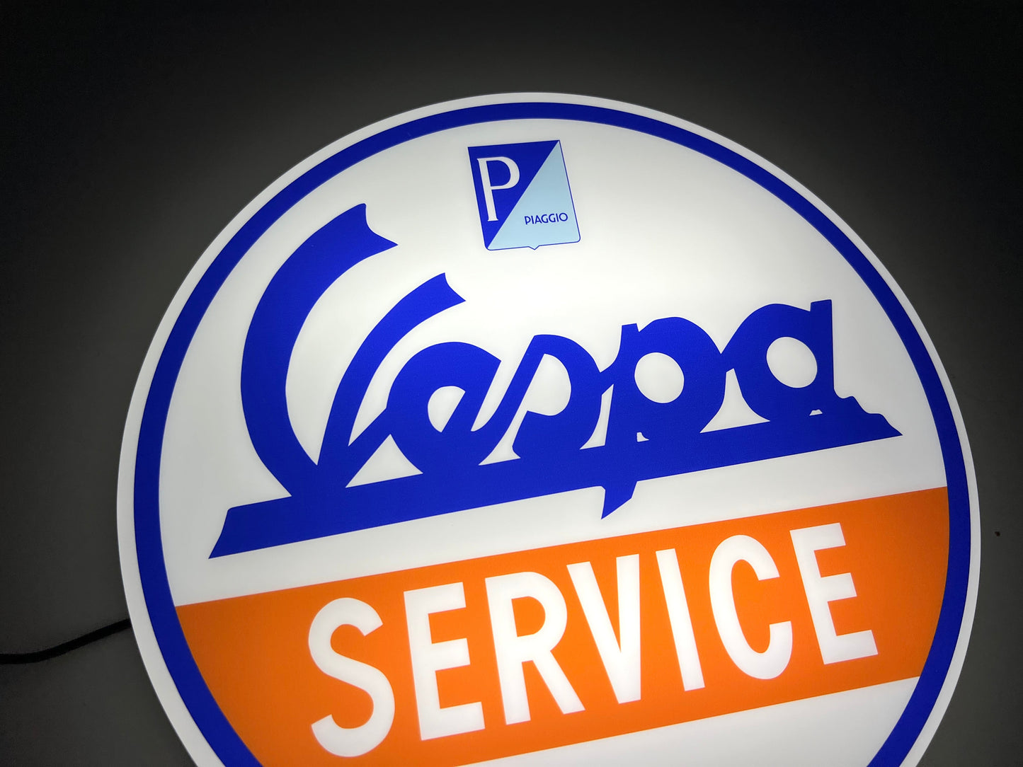 Vespa Service Round Illuminated Logo Sign