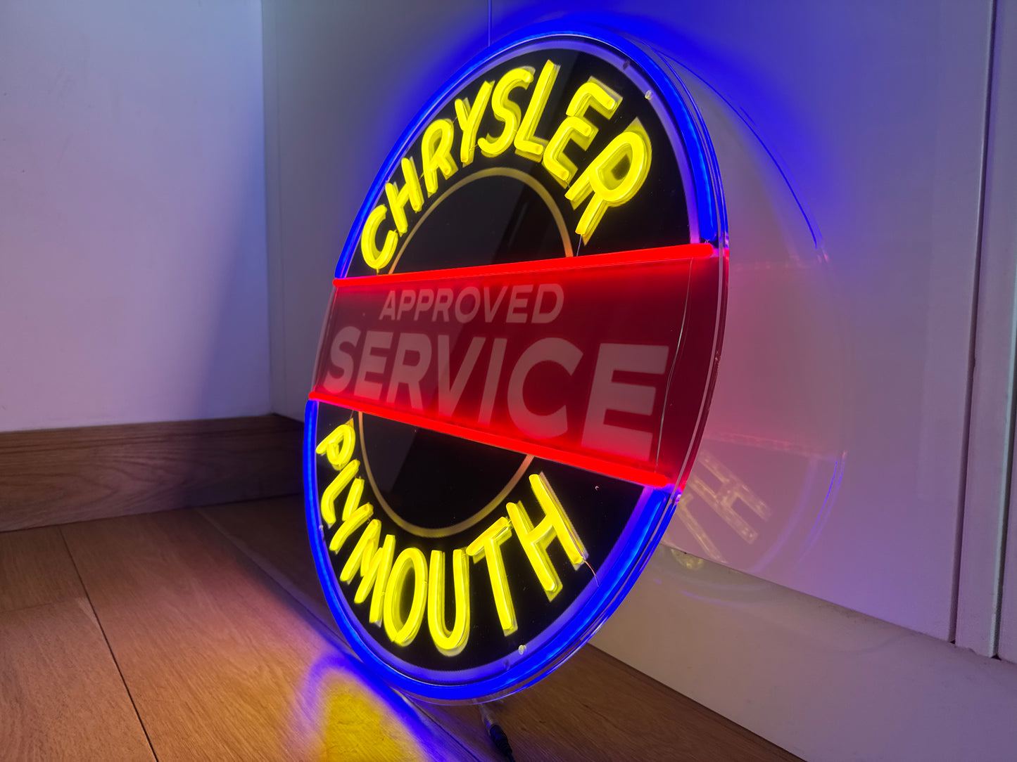 Chrysler Plymouth Neon Illuminated LED Sign Approved Service
