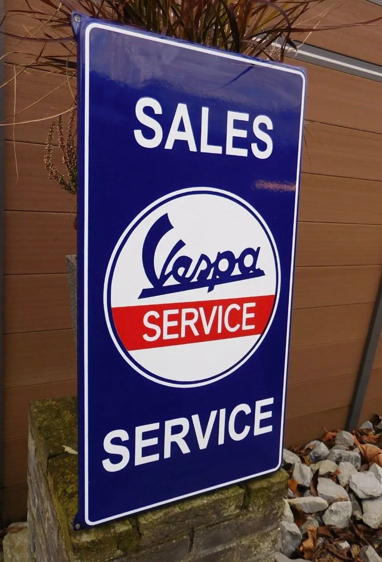 Vespa Service Enamel Sign