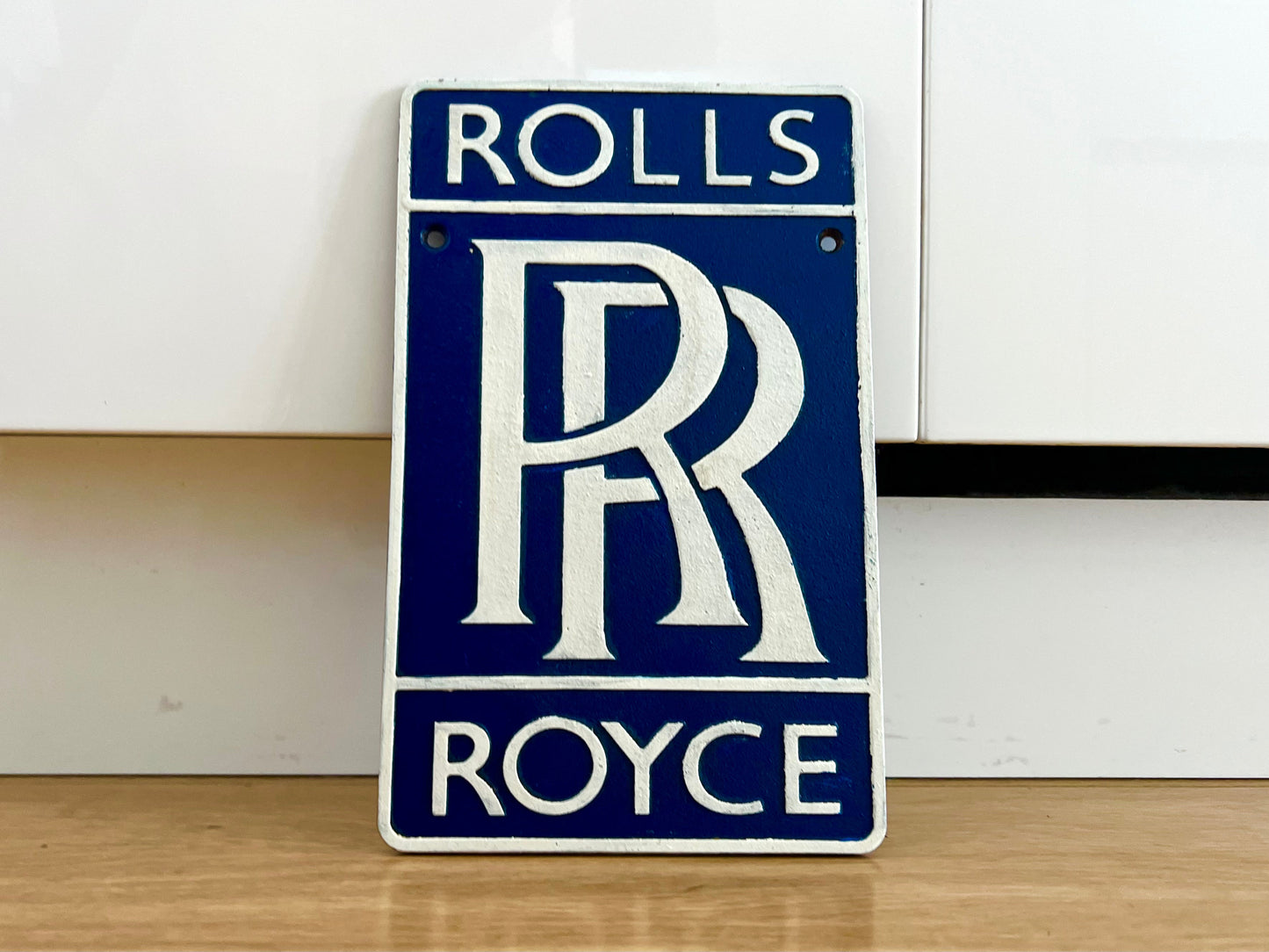 Rolls Royce Blue Metal Logo Sign