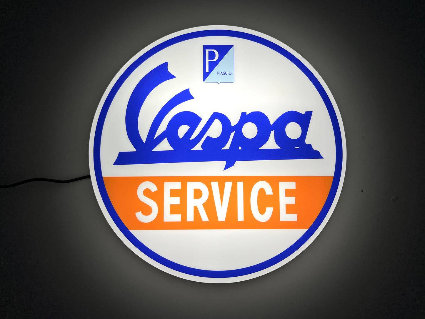 Vespa Service Round Illuminated Logo Sign