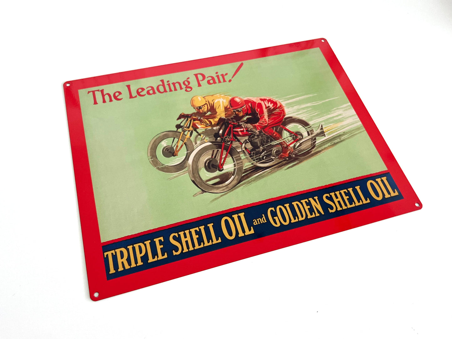 Shell Oil Leading Pair Metal Sign