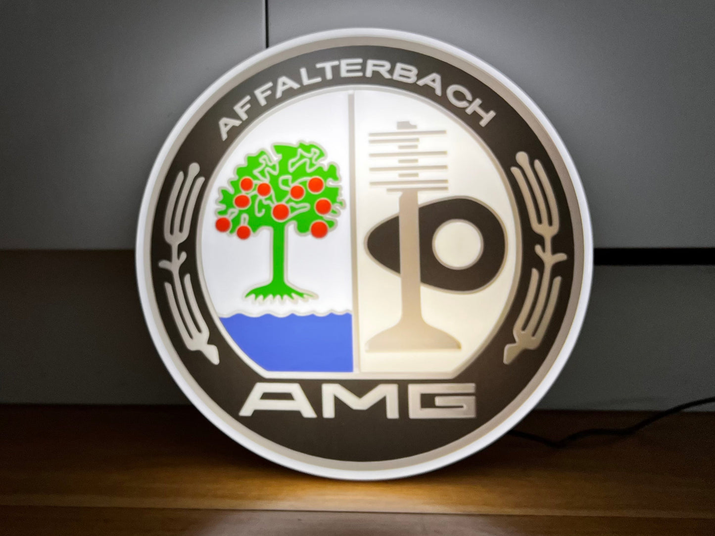 Mercedes Benz AMG Round Illuminated Logo Sign
