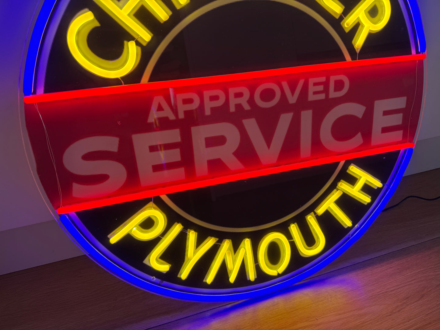 Chrysler Plymouth Neon Illuminated LED Sign Approved Service