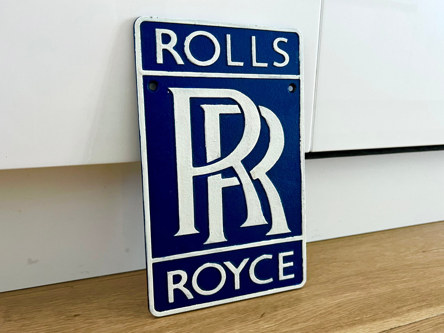 Rolls Royce Blue Metal Logo Sign