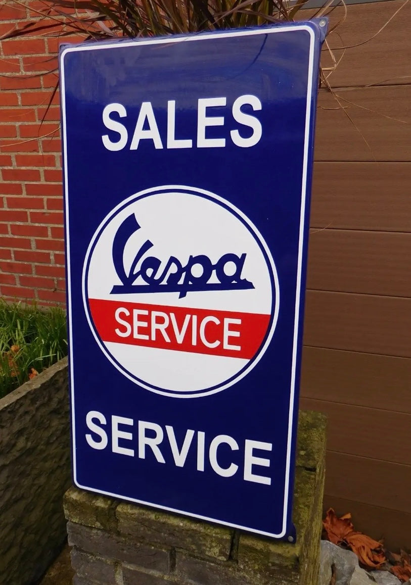 Vespa Service Enamel Sign