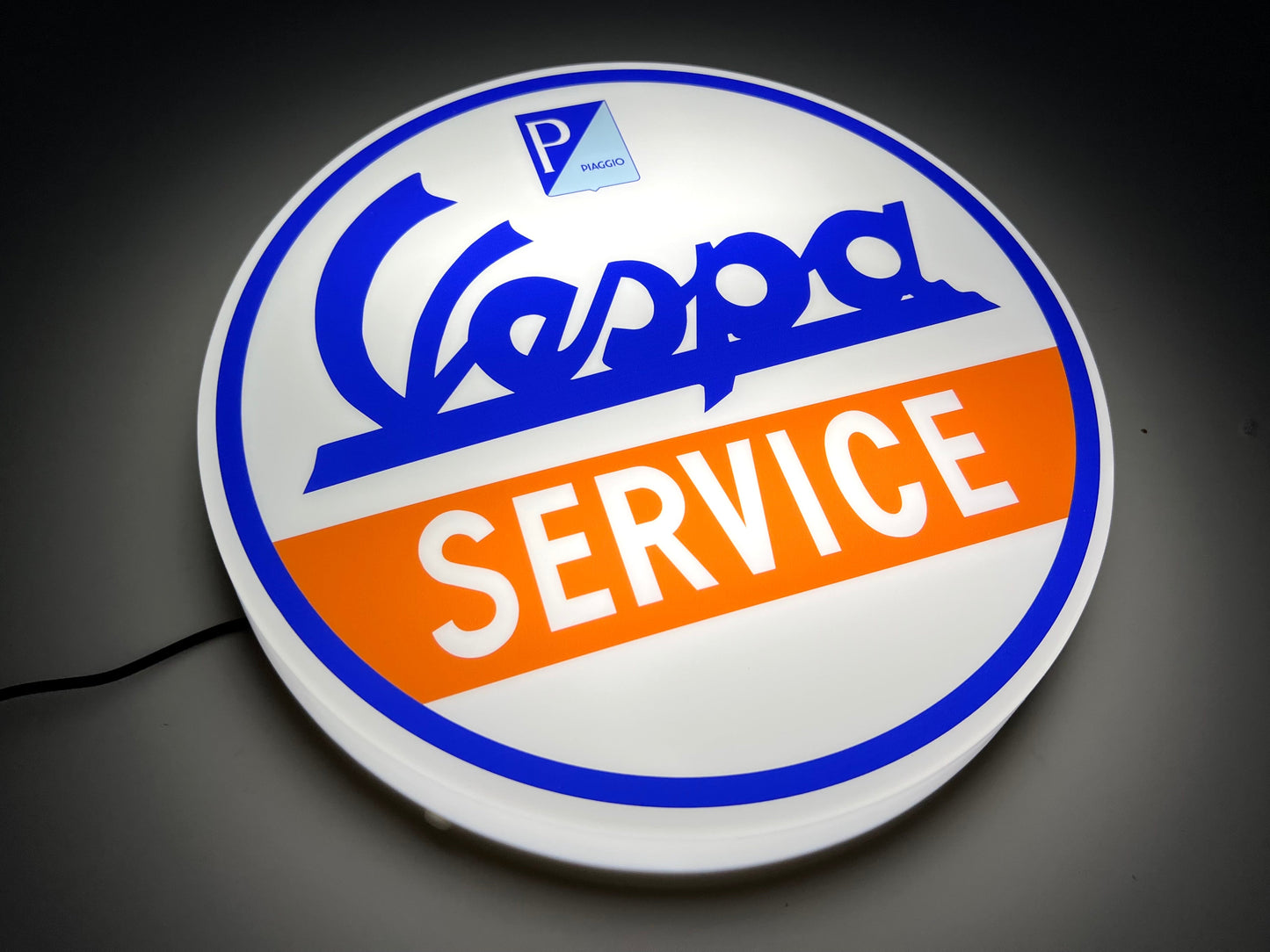 Vespa Service Round Illuminated Logo Sign