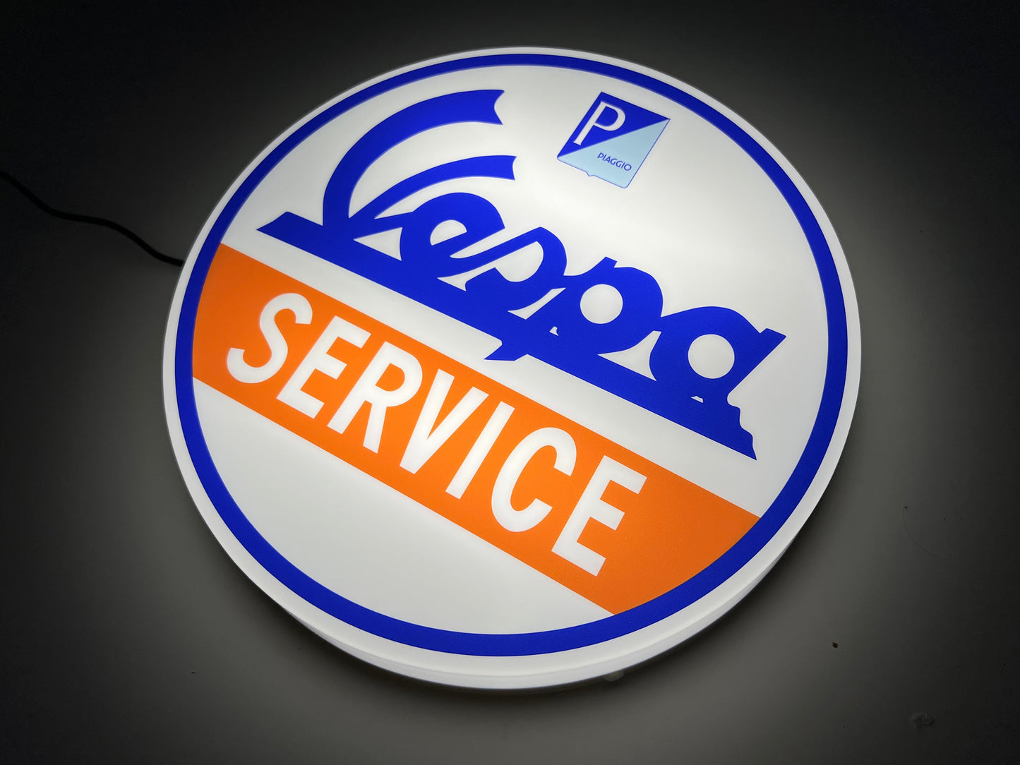 Vespa Service Round Illuminated Logo Sign