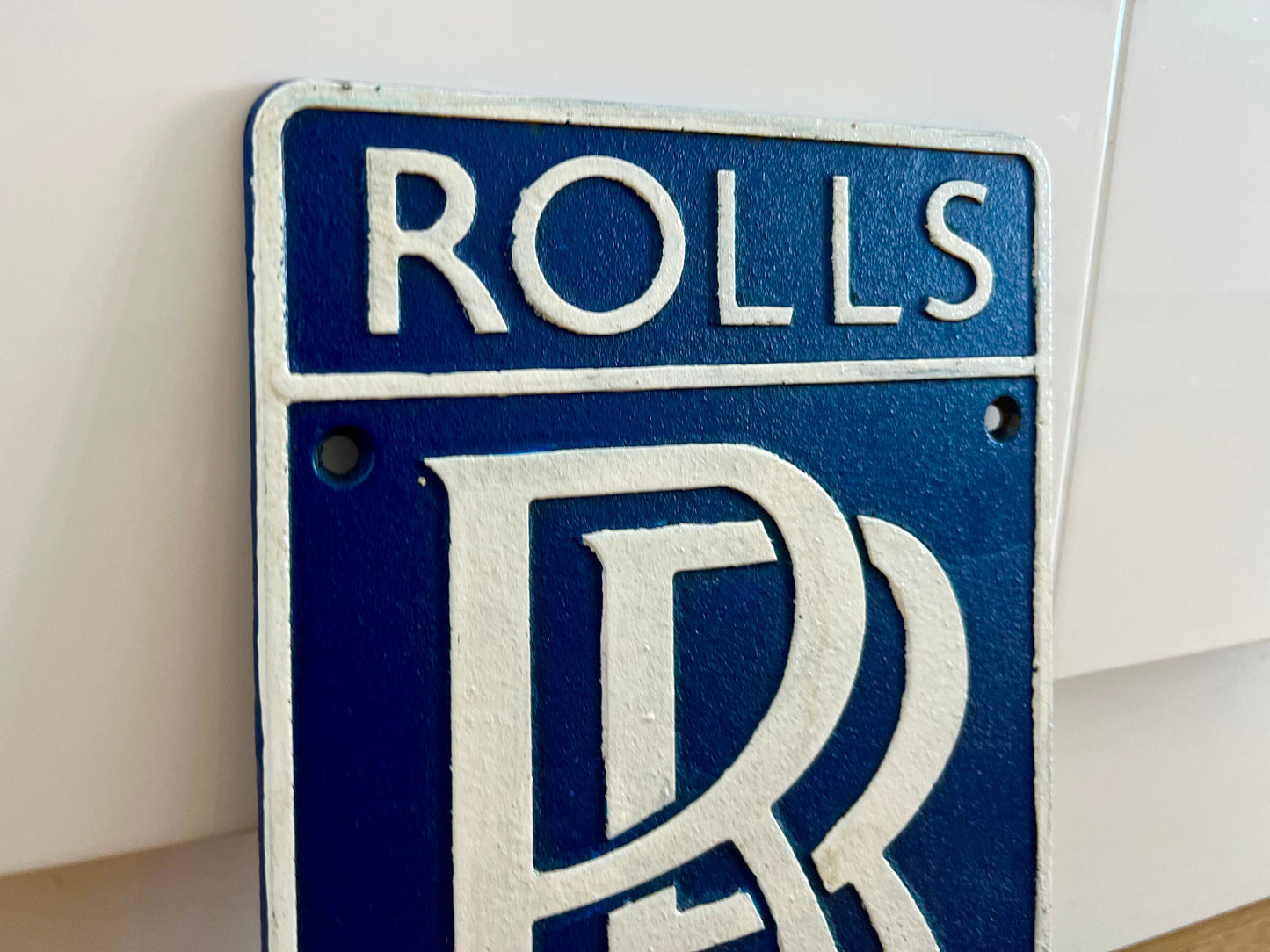 Rolls Royce Blue Metal Logo Sign