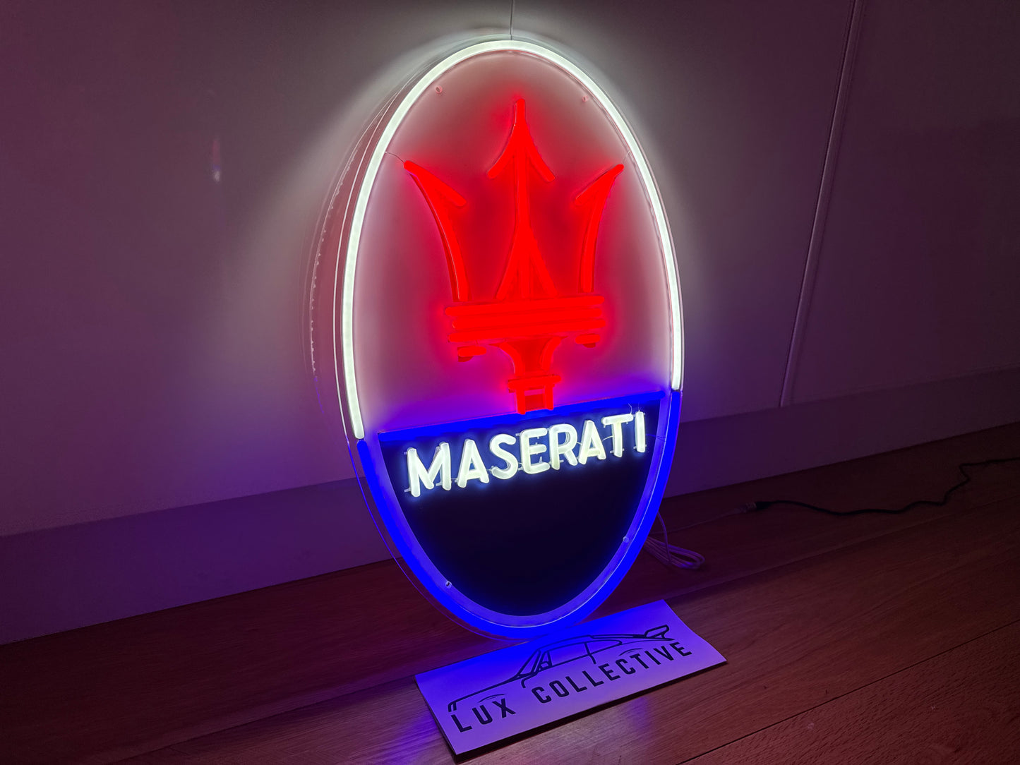 Maserati Neon Illuminated LED Wall Sign for Garages & Man Caves