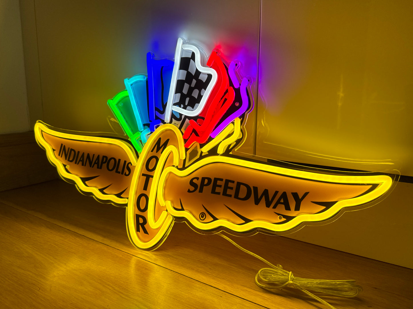 Indianapolis Motor Speedway Neon Illuminated Sign - Wall Light for Racing Garage, Workshop or Man Cave