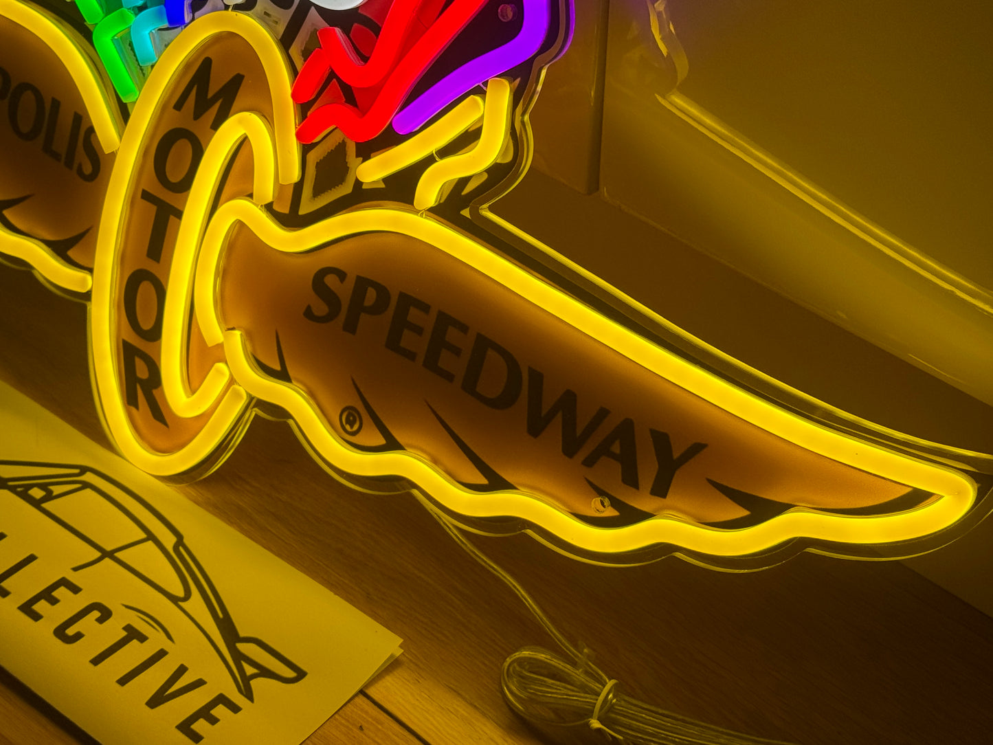 Indianapolis Motor Speedway Neon Illuminated Sign - Wall Light for Racing Garage, Workshop or Man Cave