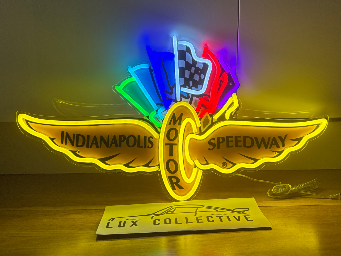 Indianapolis Motor Speedway Neon Illuminated Sign - Wall Light for Racing Garage, Workshop or Man Cave