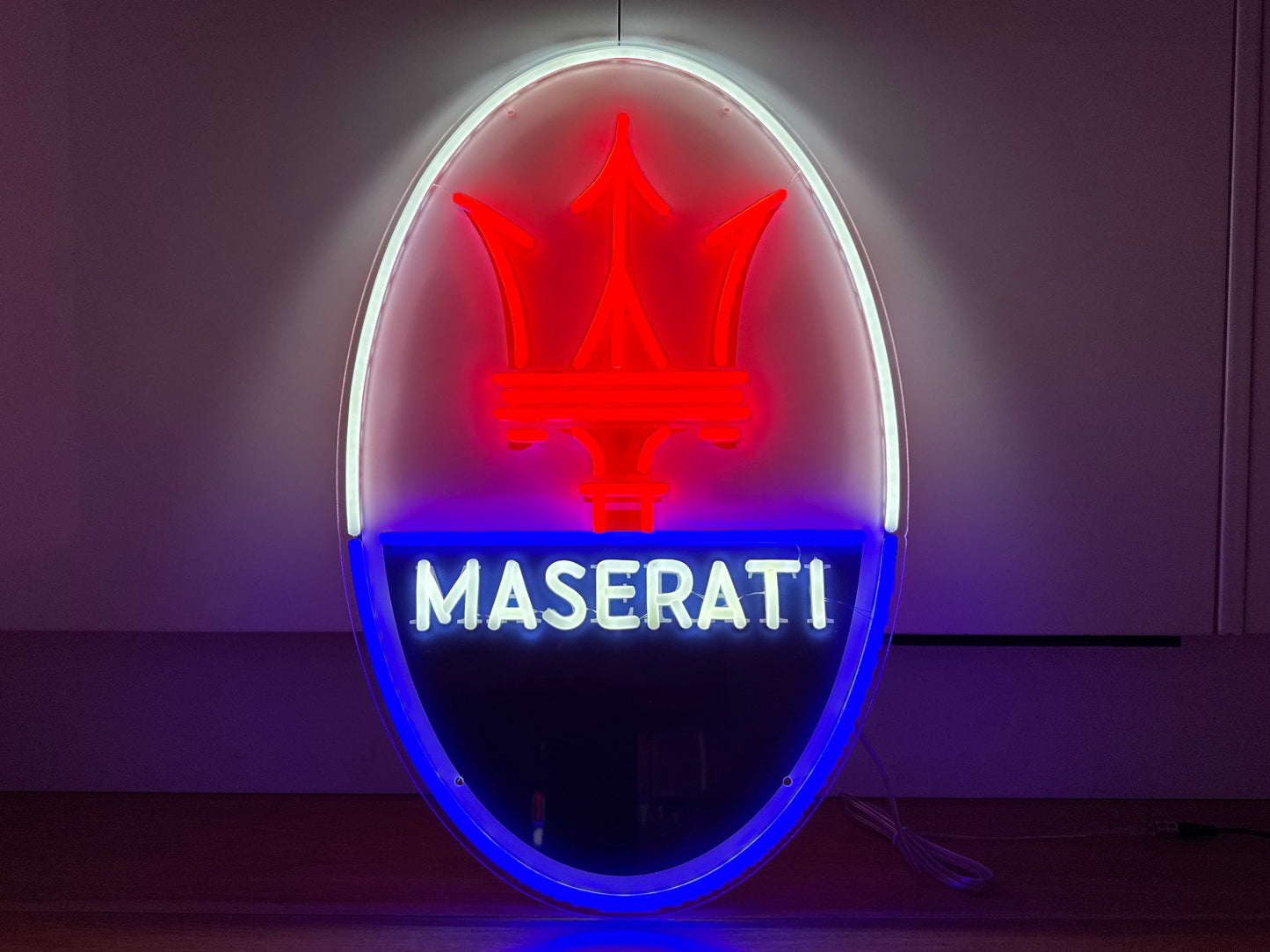 Maserati Neon Illuminated LED Wall Sign for Garages & Man Caves