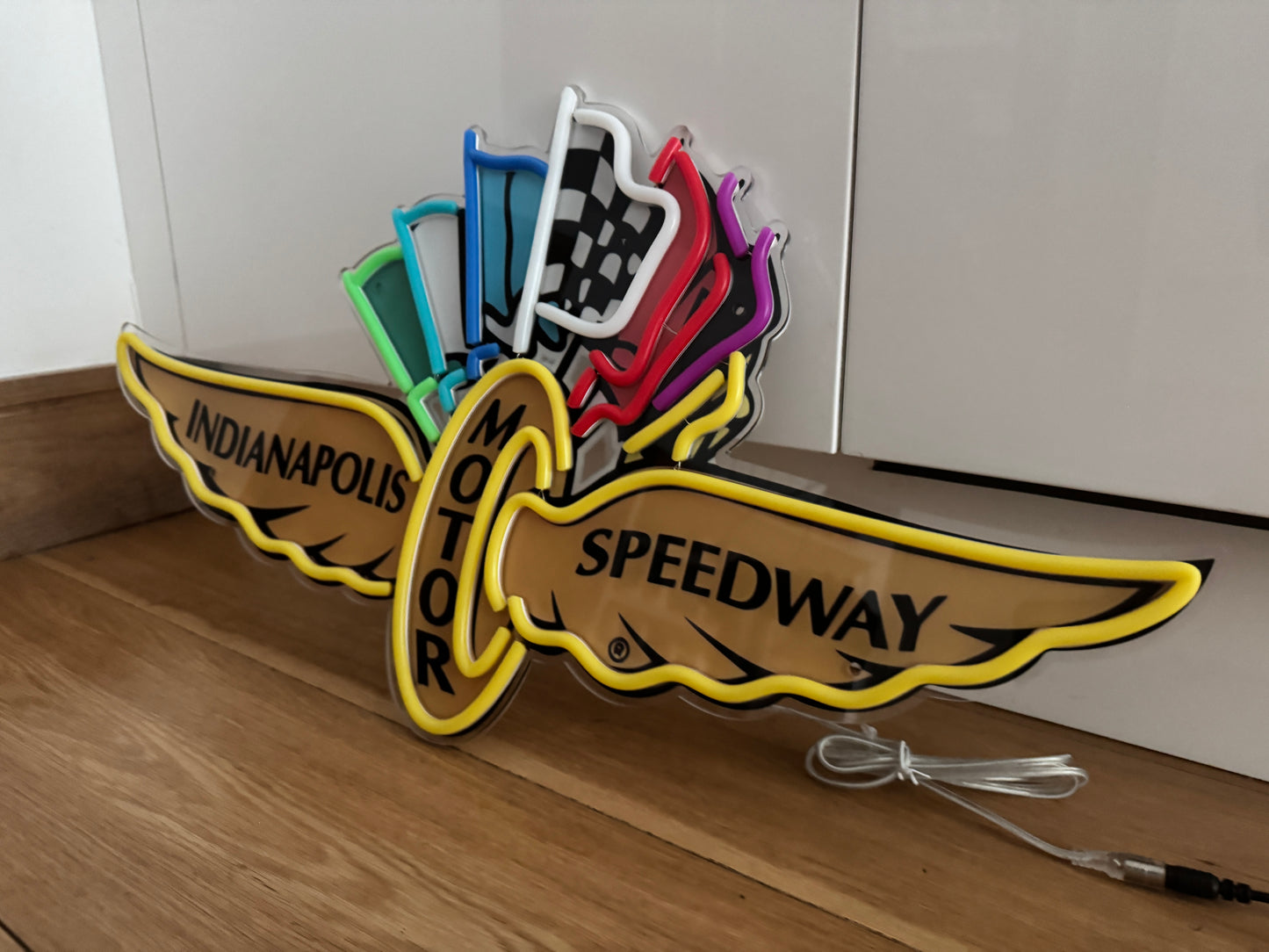 Indianapolis Motor Speedway Neon Illuminated Sign - Wall Light for Racing Garage, Workshop or Man Cave