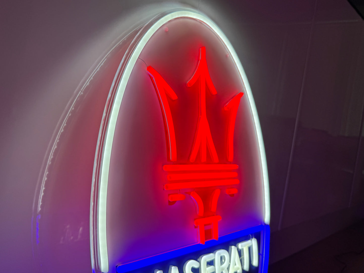 Maserati Neon Illuminated LED Wall Sign for Garages & Man Caves